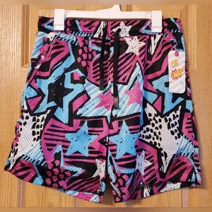 New Oh Snap! Retro Inspired Shorts Men's size Medium Black, Teal, Purple